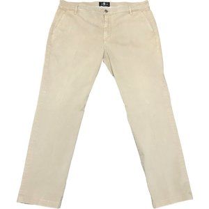 7 For All Mankind Luxe Performance Pants Stone Khaki Tan 38 Spandex Chino